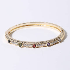 Multicolor CZ Stone Gold Plated Bangle Bracelet