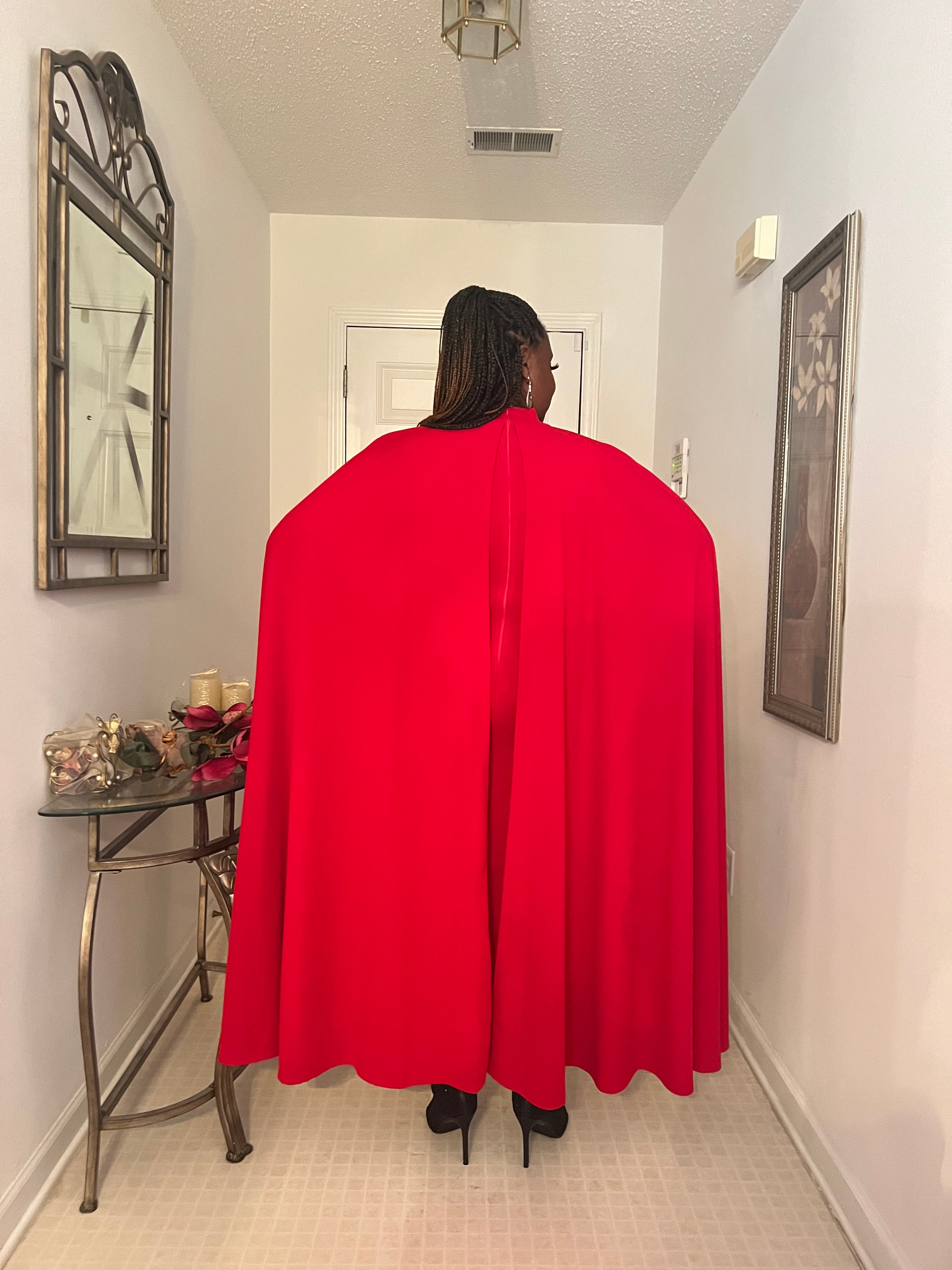 CAPED RED DRESS "SILVIA'S RED"