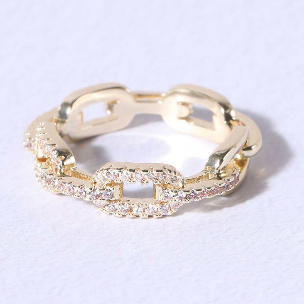 Chain Link Cubic Zirconia Eternity Rings