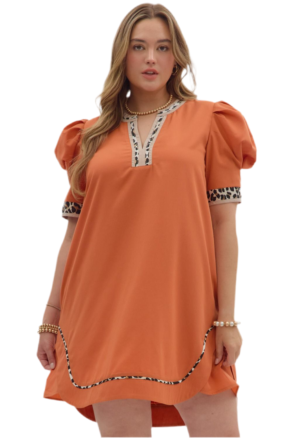 Plus Mini Puff Sleeve Dress