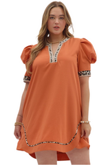 Plus Mini Puff Sleeve Dress