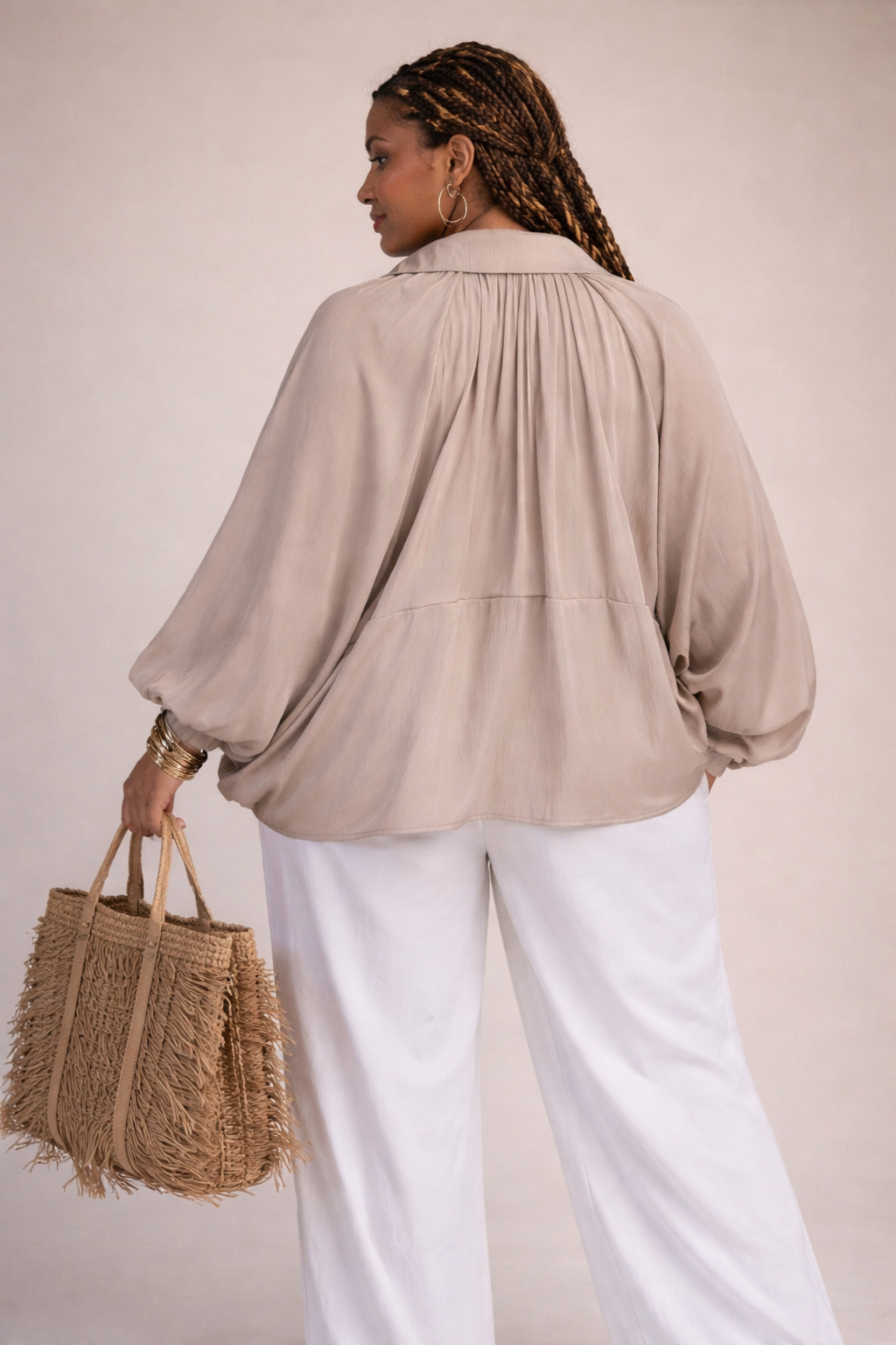 Oversized Taupe Bomber Jacket/Top