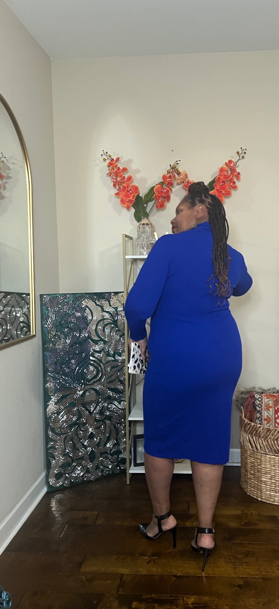 PLUS SIZE ROYAL BLUE DEEP V NECK DRESS
