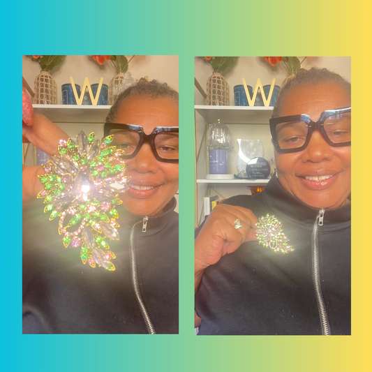 Green & Pink Leaf Brooch