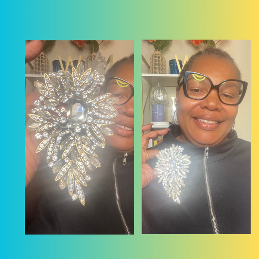 White Crystal Burst Brooch