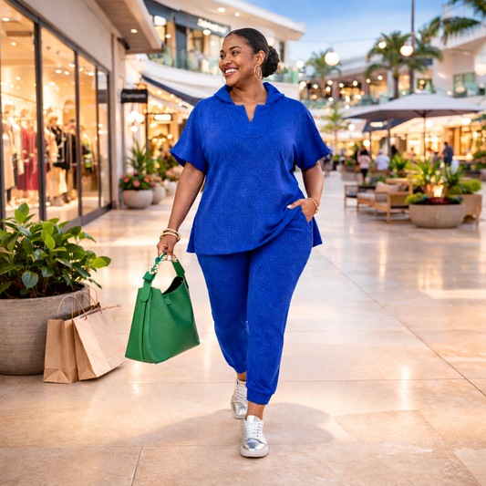 ROYAL BLUE TEXTURED JOGGER SET