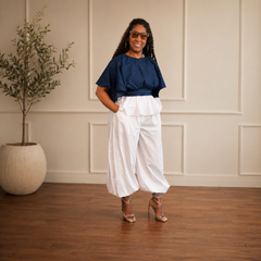 White Overlay Balloon Pants