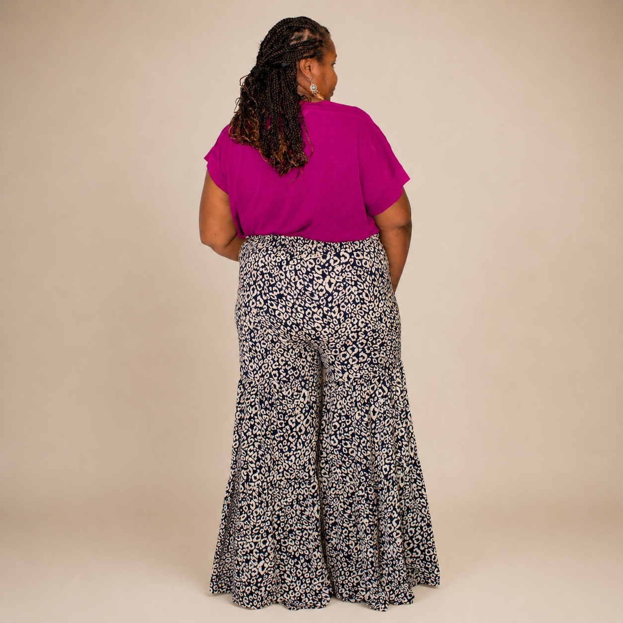 PLUS SIZE CHEETAH PRINT WIDE LEG PANT