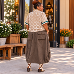 Plus Washed Stone Denim Skirt