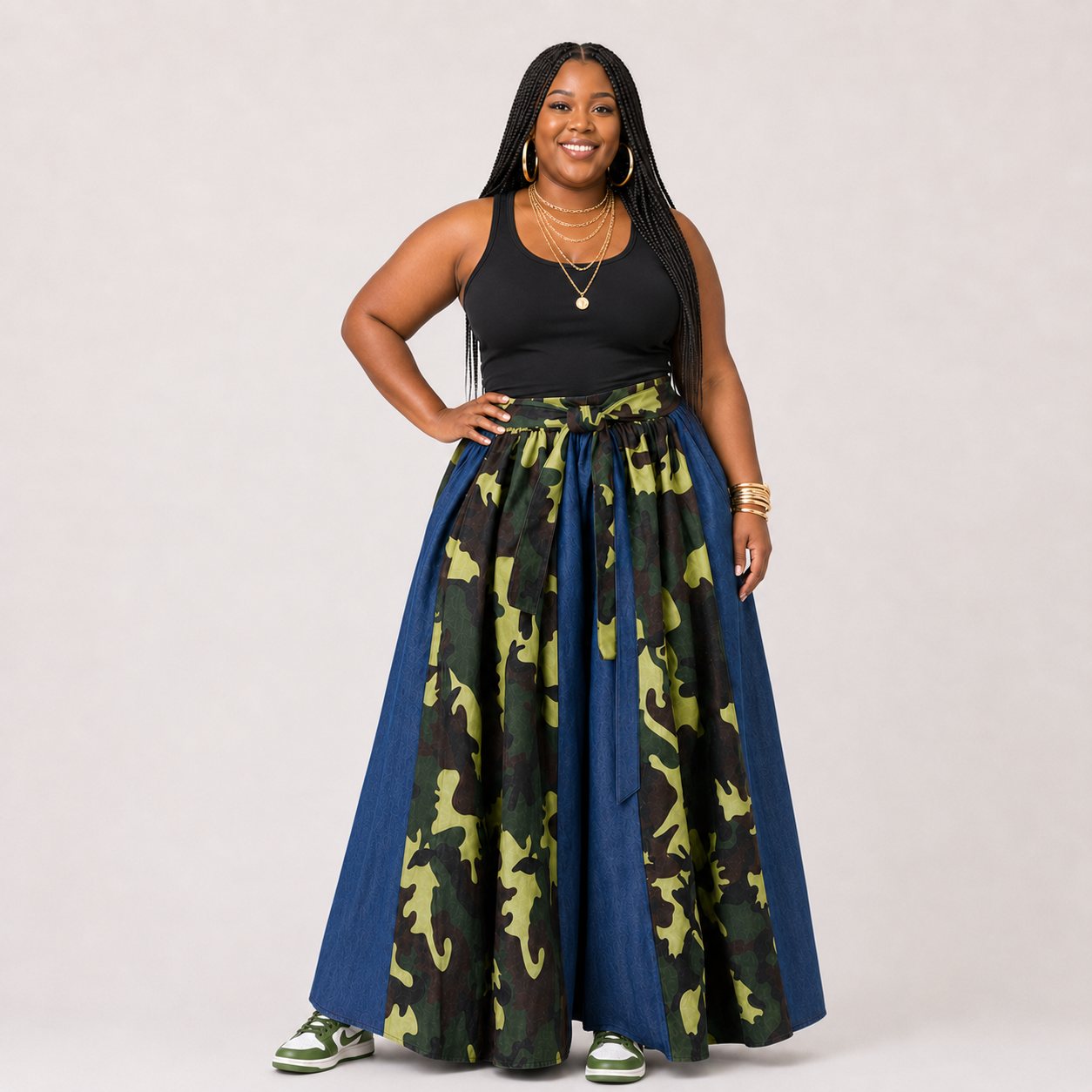 Palazzo Pant - Denim/Camouflage