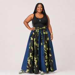Palazzo Pant - Denim/Camouflage