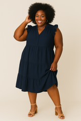 TIERED FLORAL BURNOUT MIDI DRESS