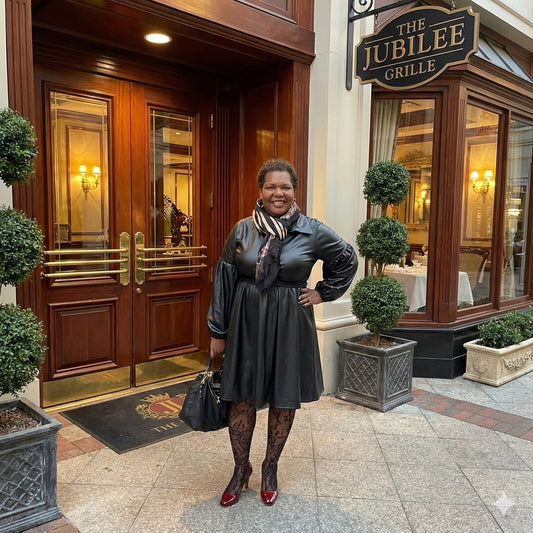 Faux Leather Belted Midi Dress – Black