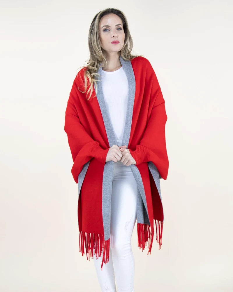 Red Shawl with Sleeves