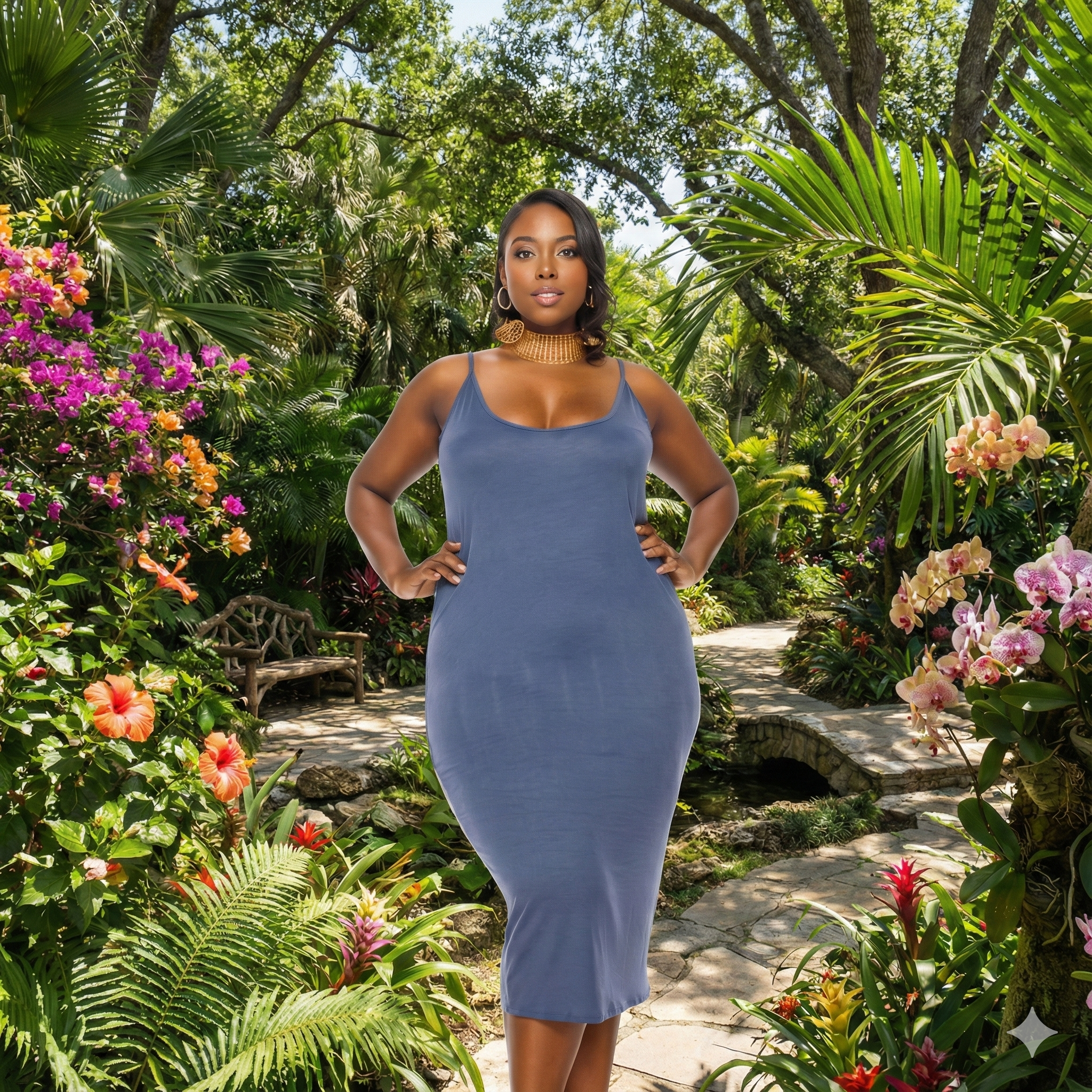 PLUS SIZE CAMI MIDI DRESS