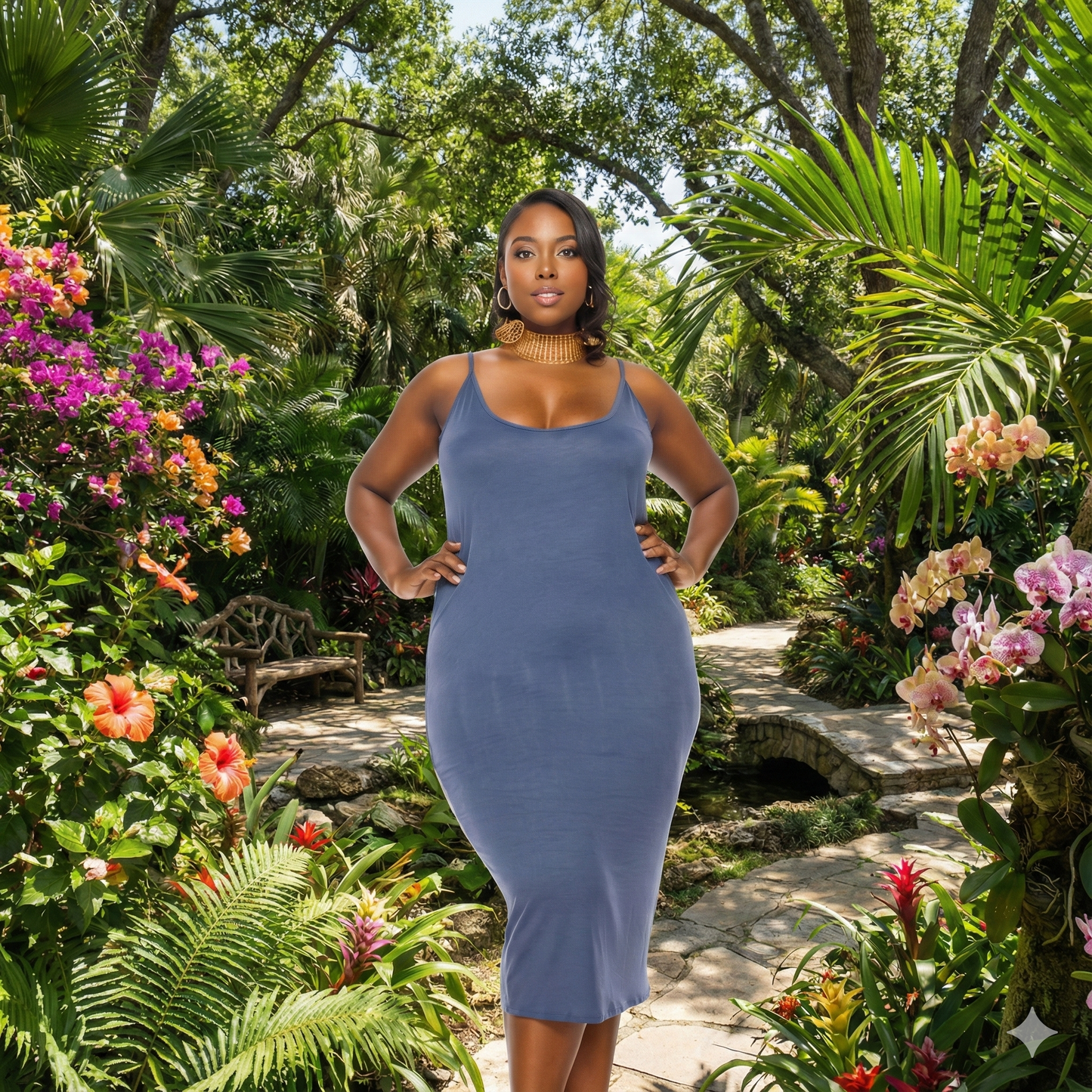 PLUS SIZE CAMI MIDI DRESS