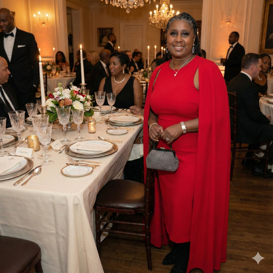 CAPED RED DRESS "SILVIA'S RED"