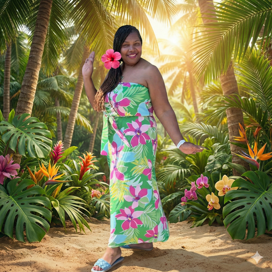 PLUS SIZE MULTI PRINT FLORAL MAXI DRESS