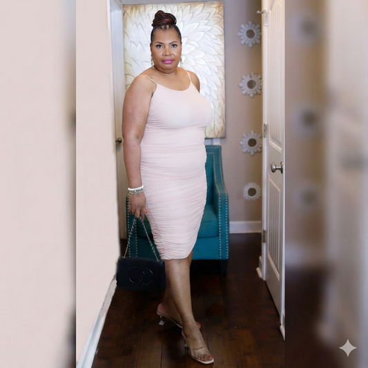 PLUS SIZE BLUSH COCKTAIL DRESS