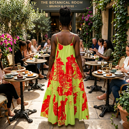 Orange and Green  Maxi Dress With Pockets *Limited*