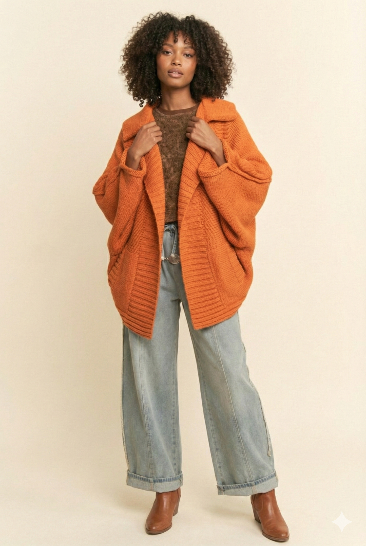Orange Dolman Sleeve Sweater
