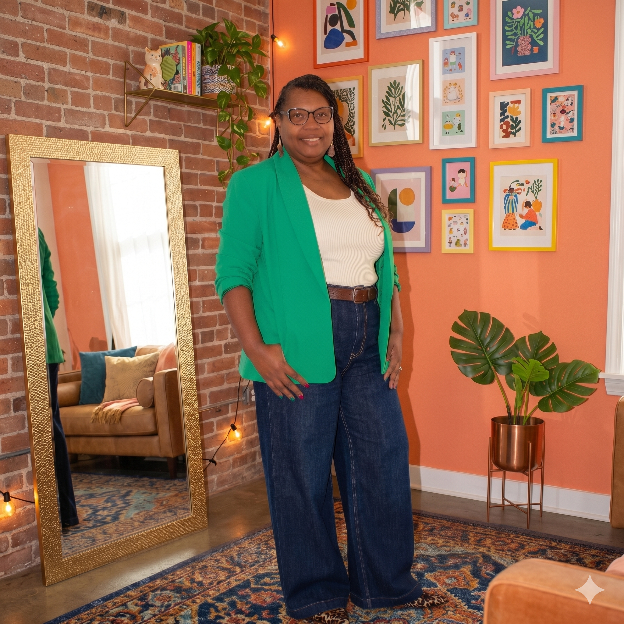 PLUS SIZE  GREEN BLAZER 1- Left!