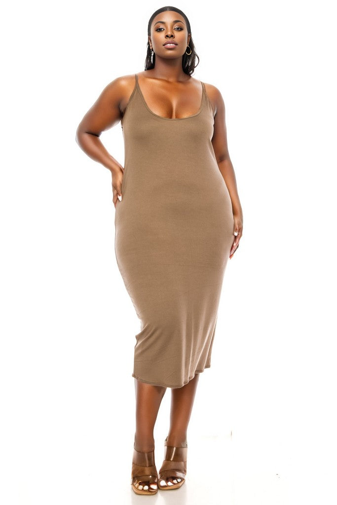 PLUS SIZE CAMI MIDI DRESS