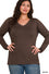 BRUSHED MICROFIBER LONG SLEEVE V-NECK TEE