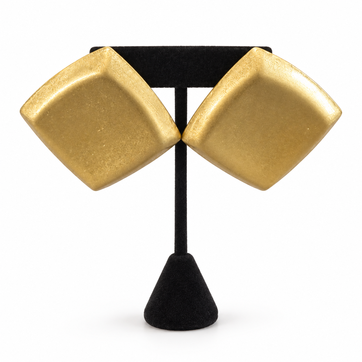 Square Brushed Gold Earrings