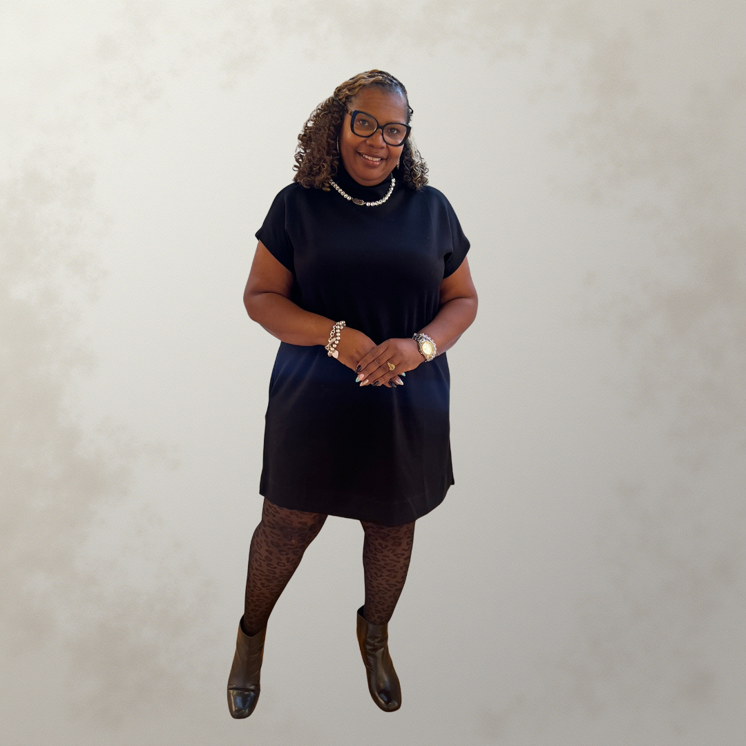 LITTLE BLACK MOCK NECK DRESS