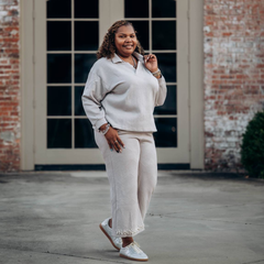 PEARLS AND PLUSH TEXTURED CROPPED LUXE SET