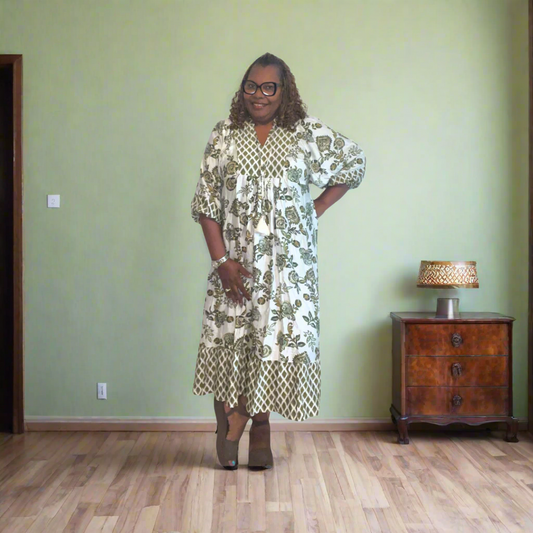 Olive Bloom Boho Tiered Maxi Dress – Plus Size