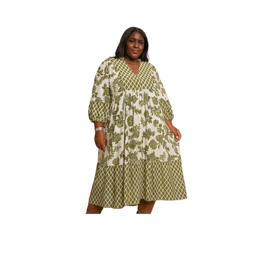 Olive Bloom Boho Tiered Maxi Dress – Plus Size
