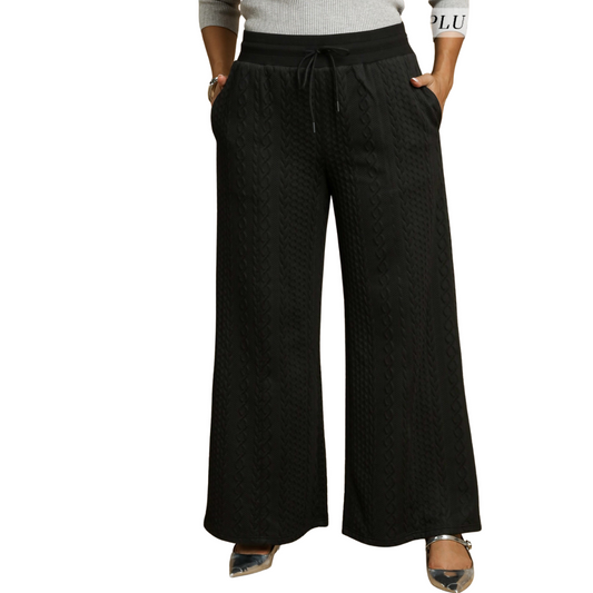 Cozy Luxe Cable Knit Wide Leg Pants – Plus Size