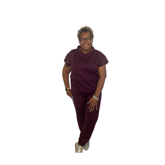 “Wine & Whispers” Textured Jogger Set