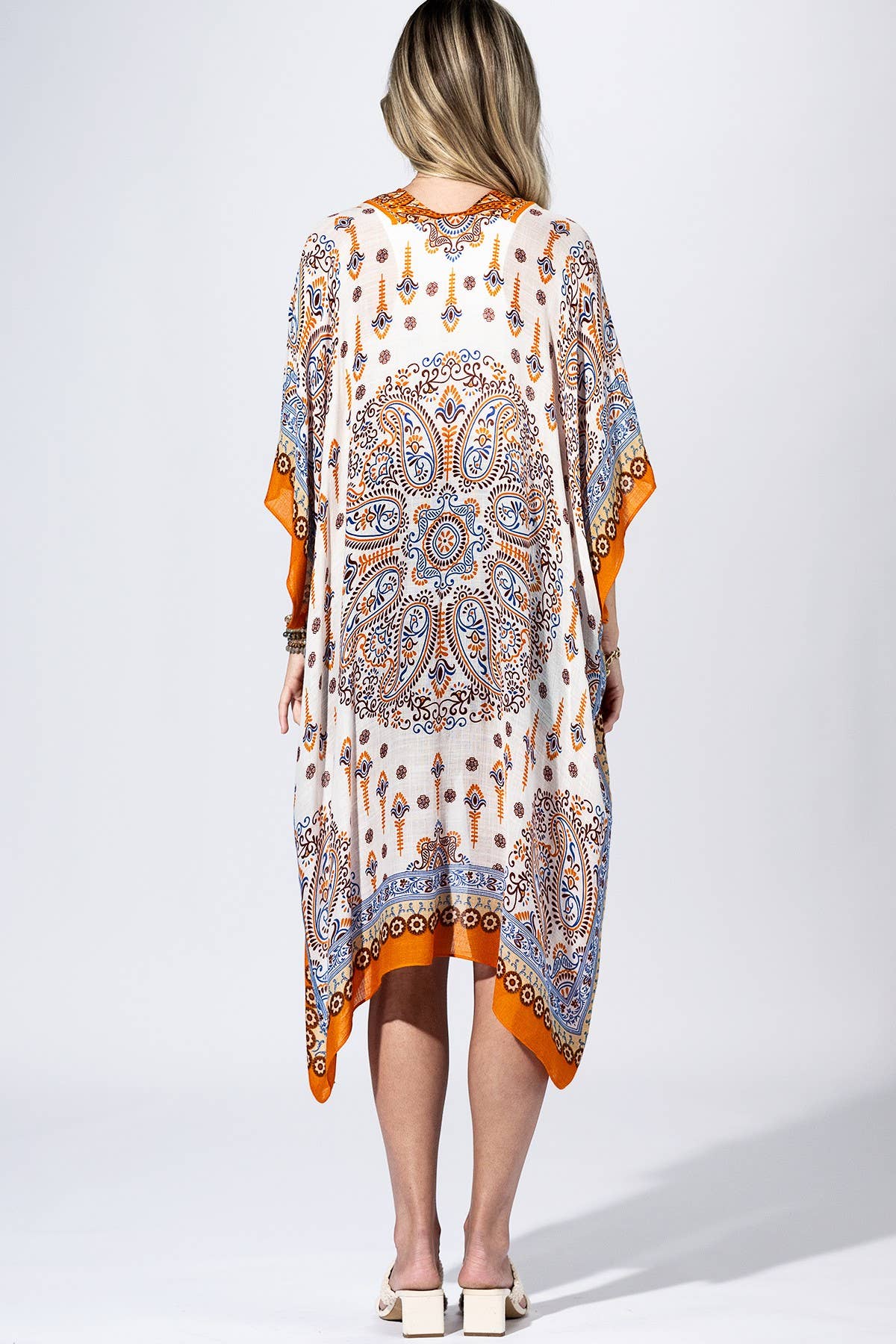 Orange Peel Paisley Border Kimono