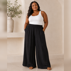 Wide Leg Linen Blend Pants