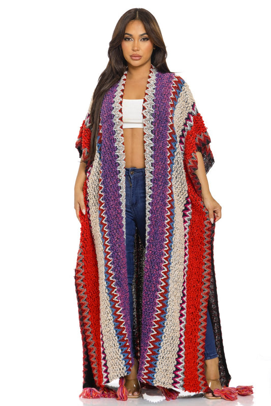 CHEVRON BOHO KNIT KIMONO