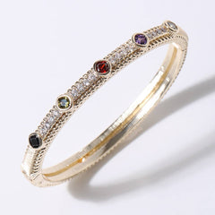 Multicolor CZ Stone Gold Plated Bangle Bracelet