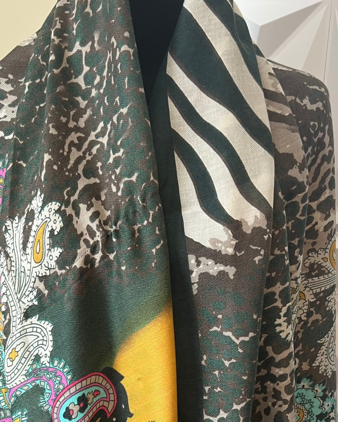 Dark Green Luxe Safari Paisley Drape (Scarf)
