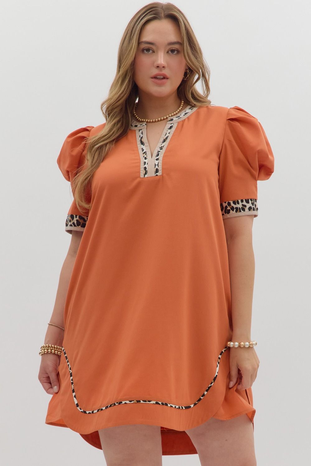 Plus Mini Puff Sleeve Dress