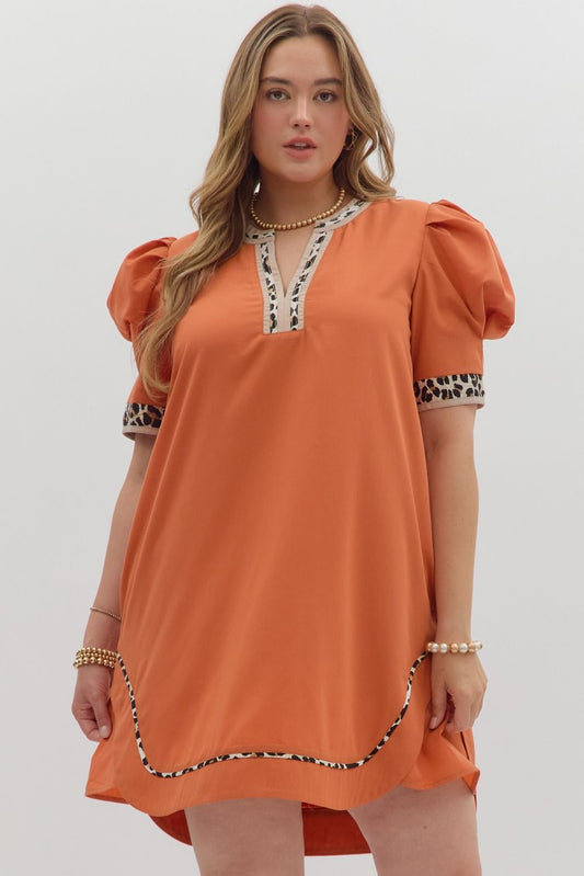 Plus Mini Puff Sleeve Dress