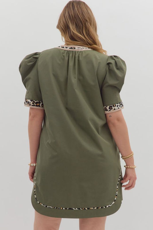 Plus Mini Puff Sleeve Dress